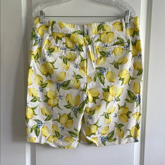 Talbots Yellow and White Bermuda Shorts Vibrant Lemon Print - Picture 2 of 3